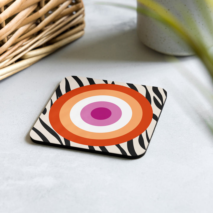 Lesbian Pride Flag Roundel on Zebra Coaster Coaster The Rainbow Stores