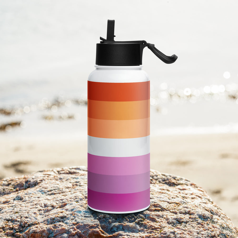 Lesbian Pride Flag Stainless Steel Water Bottle Water Bottle The Rainbow Stores