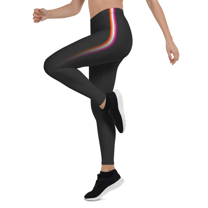 Lesbian Pride Fade Black Leggings Leggings The Rainbow Stores