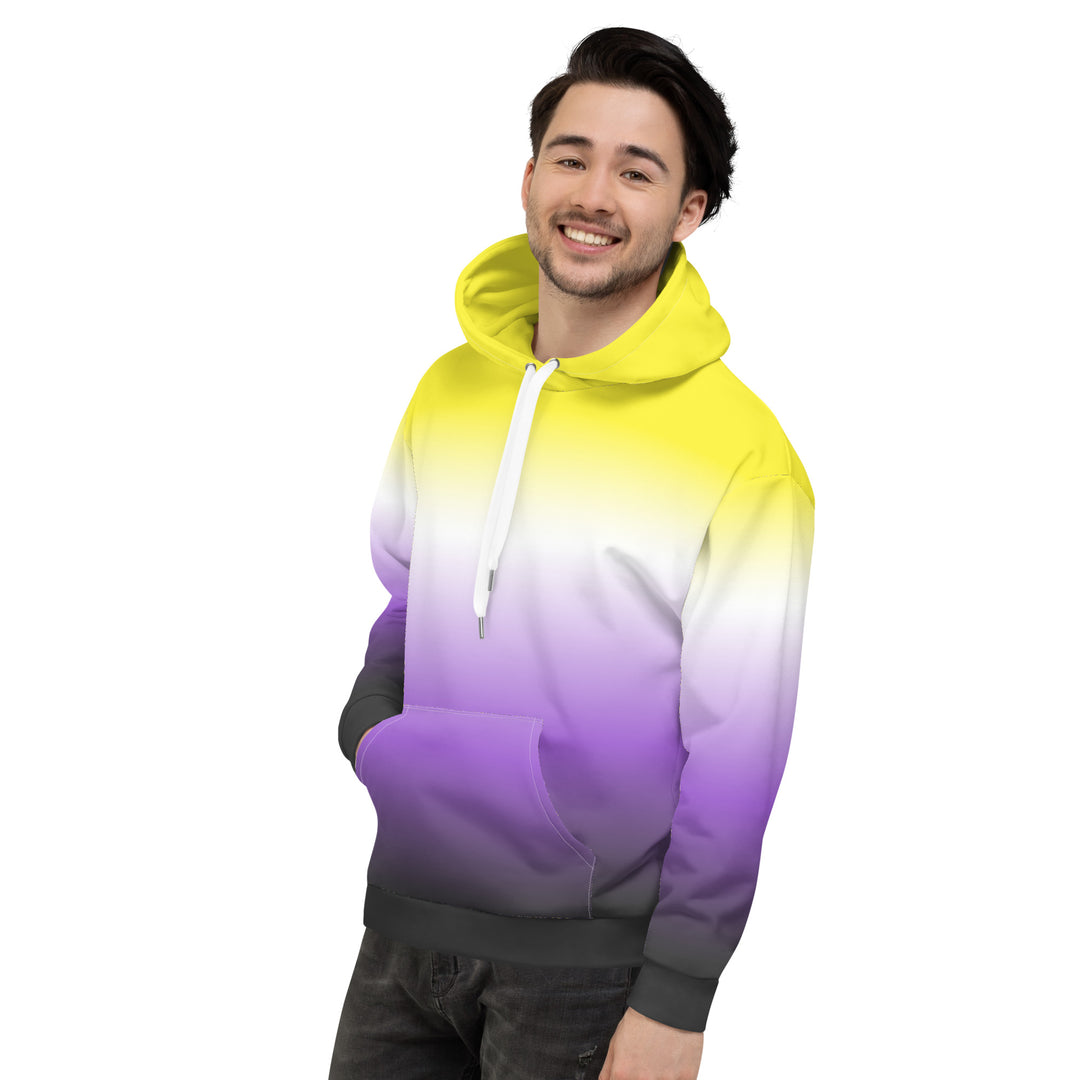 Non Binary Graduated Pride Flag Hoodie Hoodies AOP The Rainbow Stores