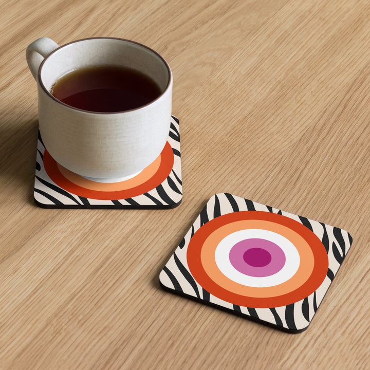 Lesbian Pride Flag Roundel on Zebra Coaster Coaster The Rainbow Stores