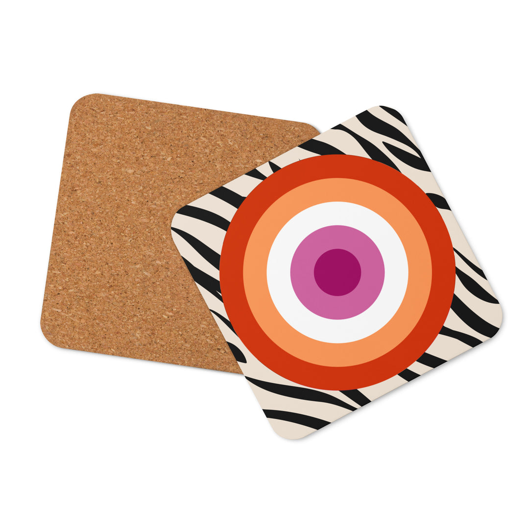 Lesbian Pride Flag Roundel on Zebra Coaster Coaster The Rainbow Stores