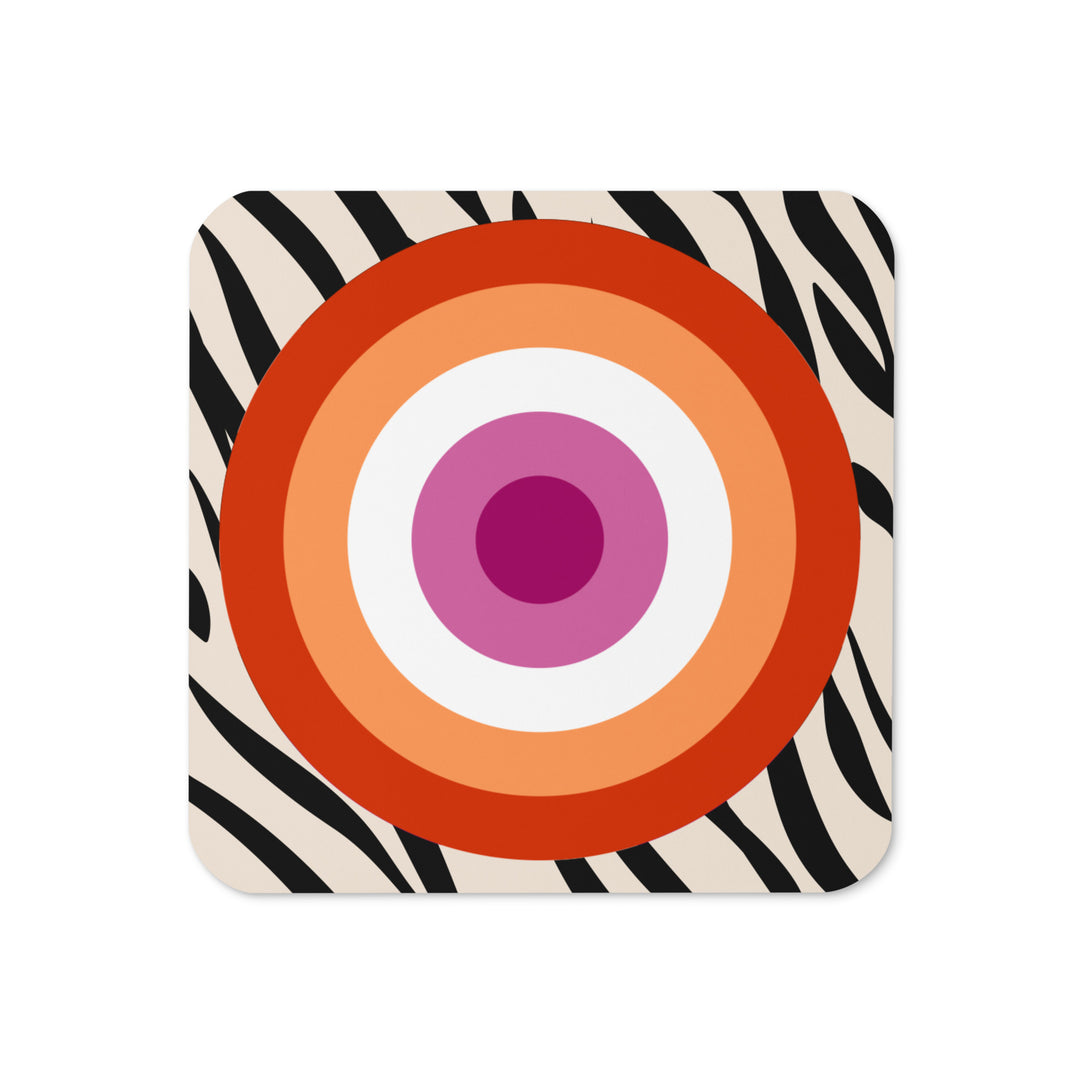 Lesbian Pride Flag Roundel on Zebra Coaster Coaster The Rainbow Stores
