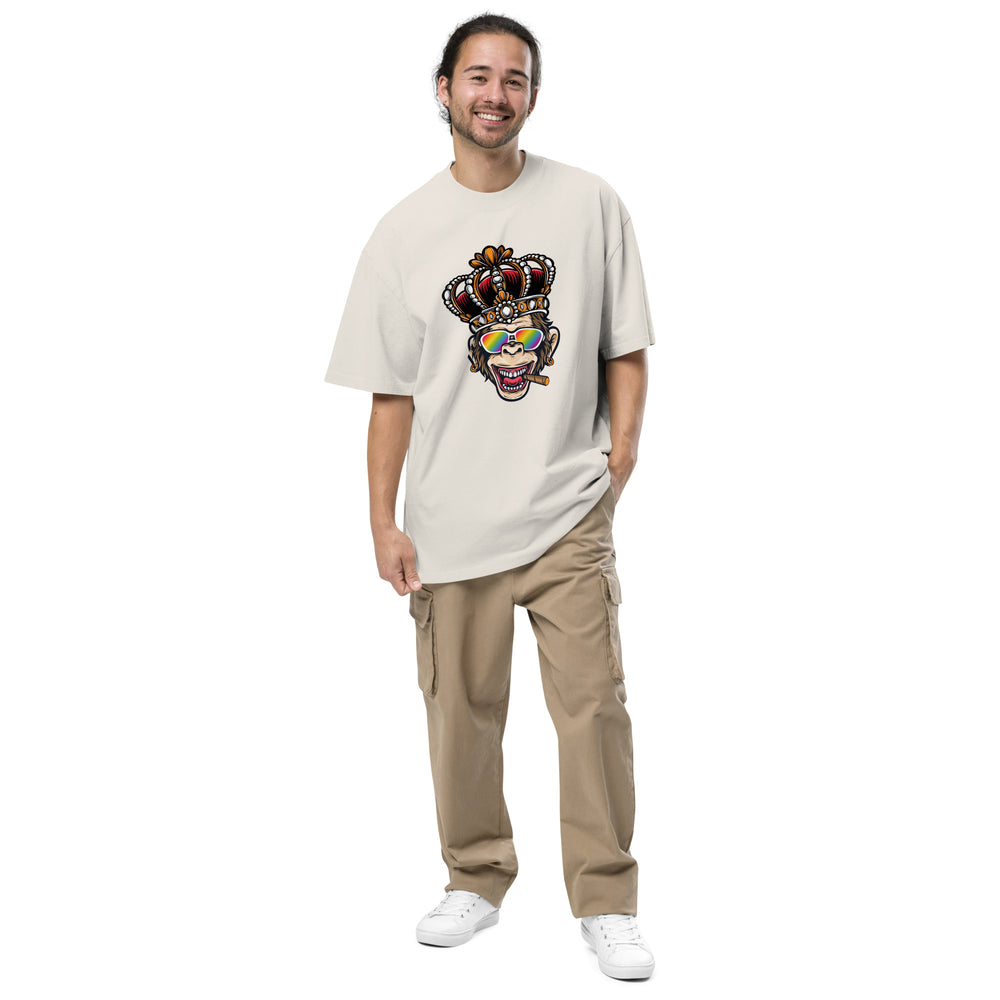 King Monkey With Rainbow Glasses Oversized Faded T-Shirt T-shirts The Rainbow Stores