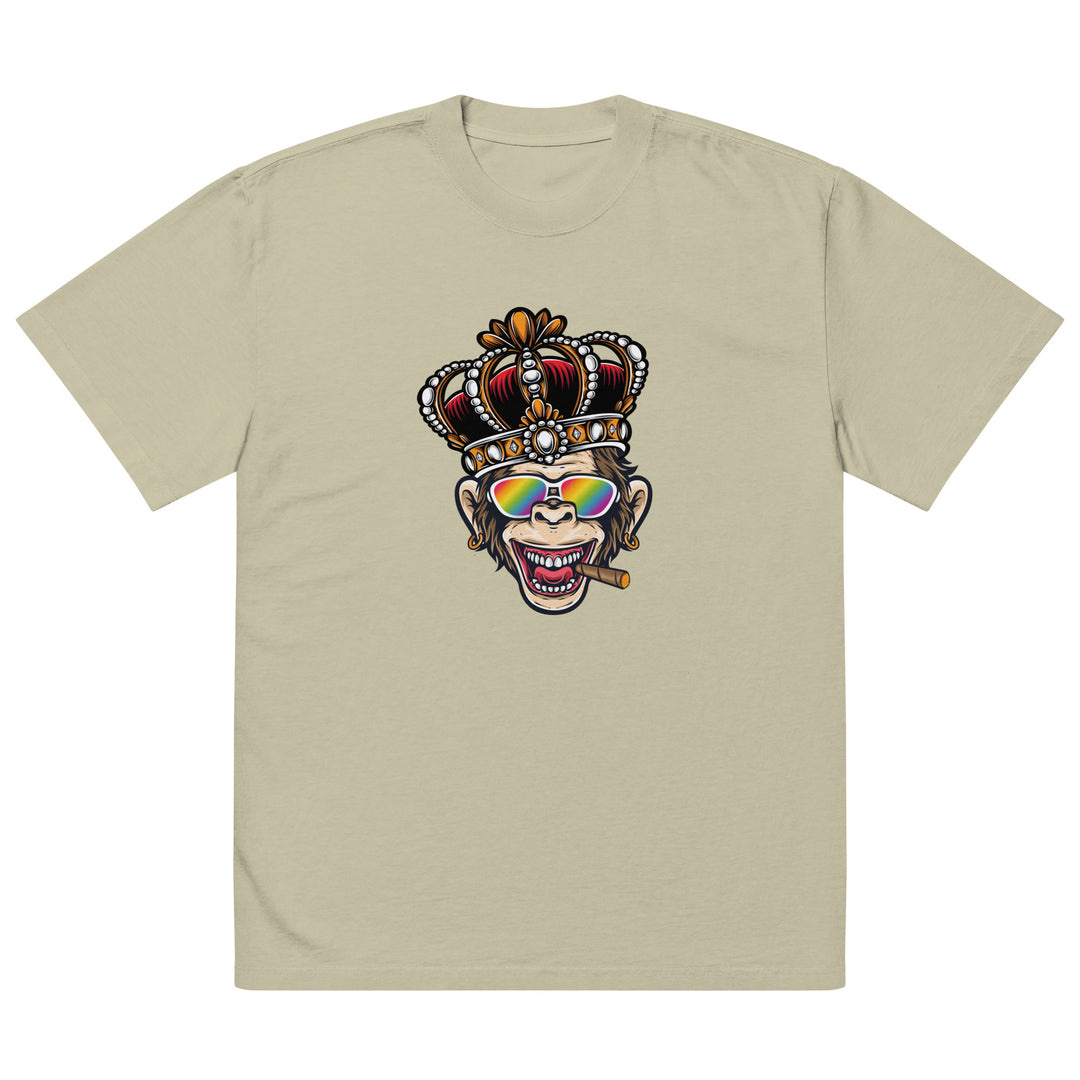 King Monkey With Rainbow Glasses Oversized Faded T-Shirt T-shirts The Rainbow Stores