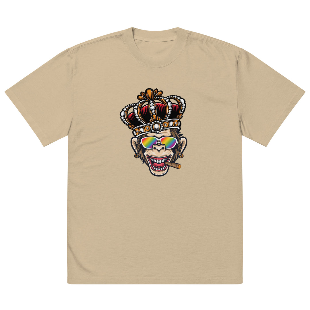 King Monkey With Rainbow Glasses Oversized Faded T-Shirt T-shirts The Rainbow Stores