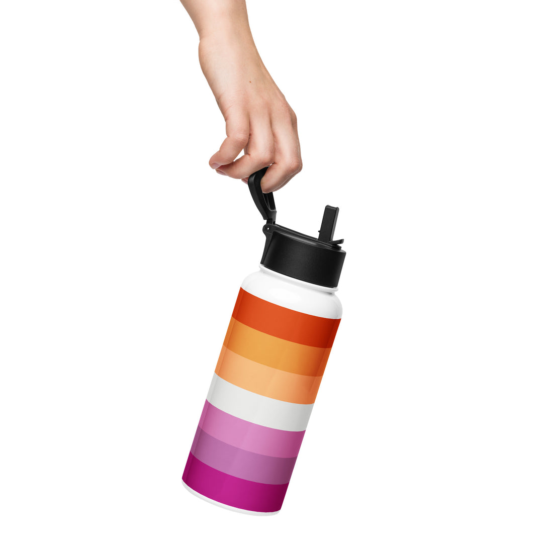 Lesbian Pride Flag Stainless Steel Water Bottle Water Bottle The Rainbow Stores