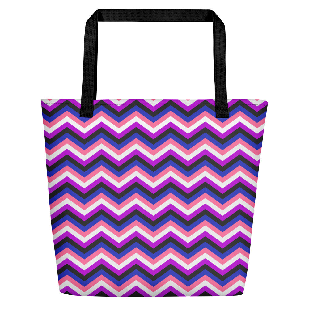Gender Fluid Flag Zig Zag Large Tote/Beach Bag – The Rainbow