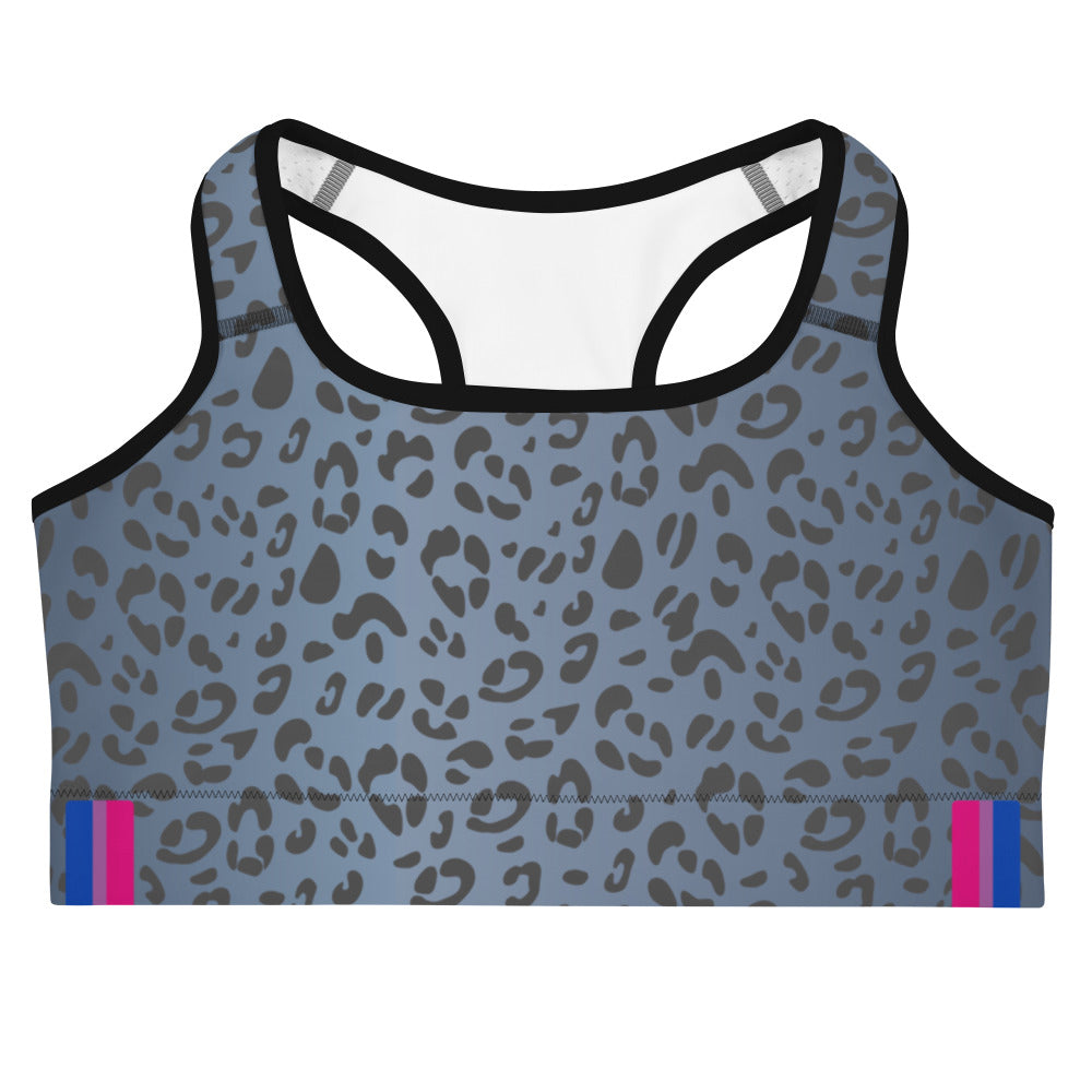 Bisexual Pride Flash Blue Leopard Print Sports Bra Sports Bras The Rainbow Stores