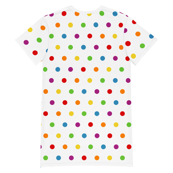 Rainbow Dotty White T-shirt Dress Dresses The Rainbow Stores