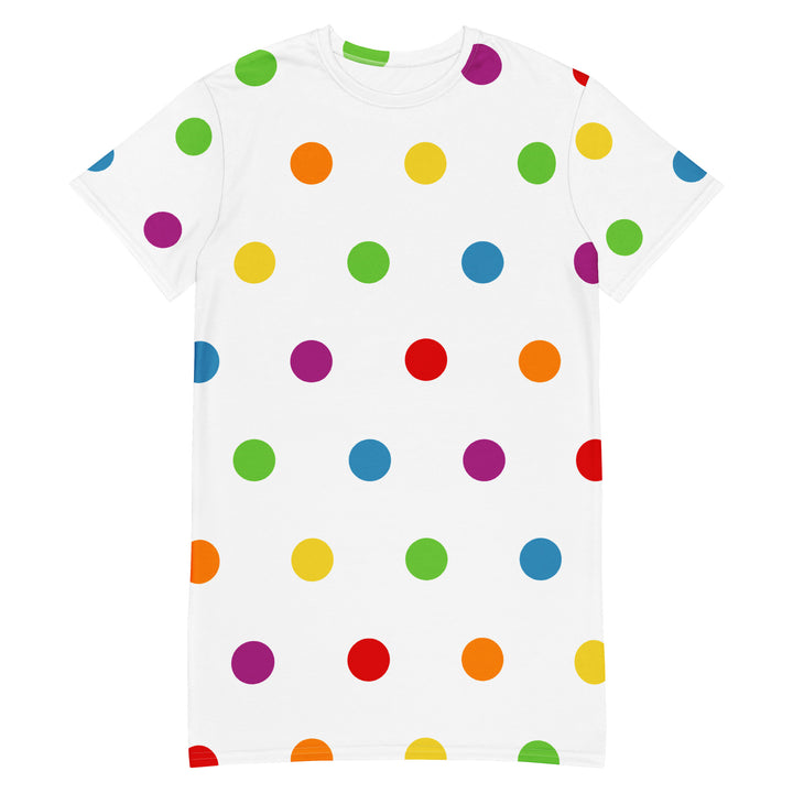 Rainbow Spots White T-shirt Dress Dresses The Rainbow Stores