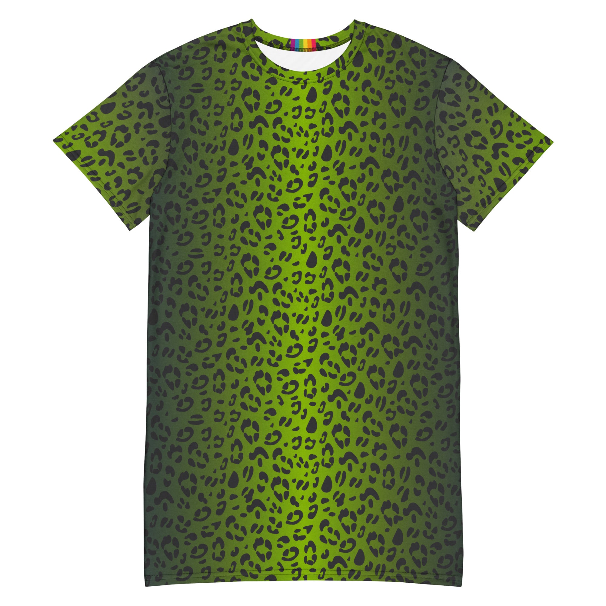Green Leopard Print T-shirt Dress  The Rainbow Stores