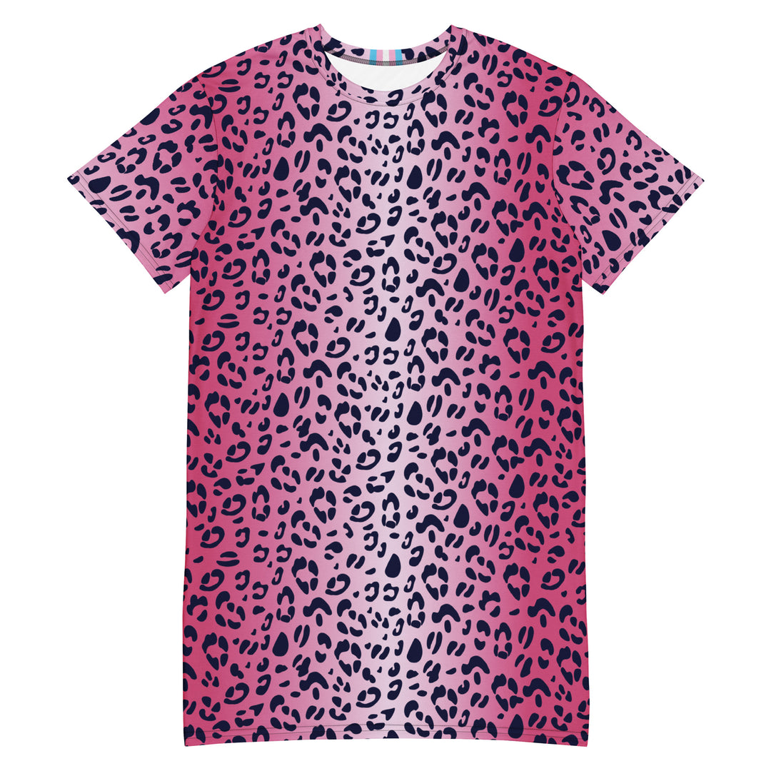 Pink Leopard T-shirt Dress With Trans Collar Flag Dresses The Rainbow Stores