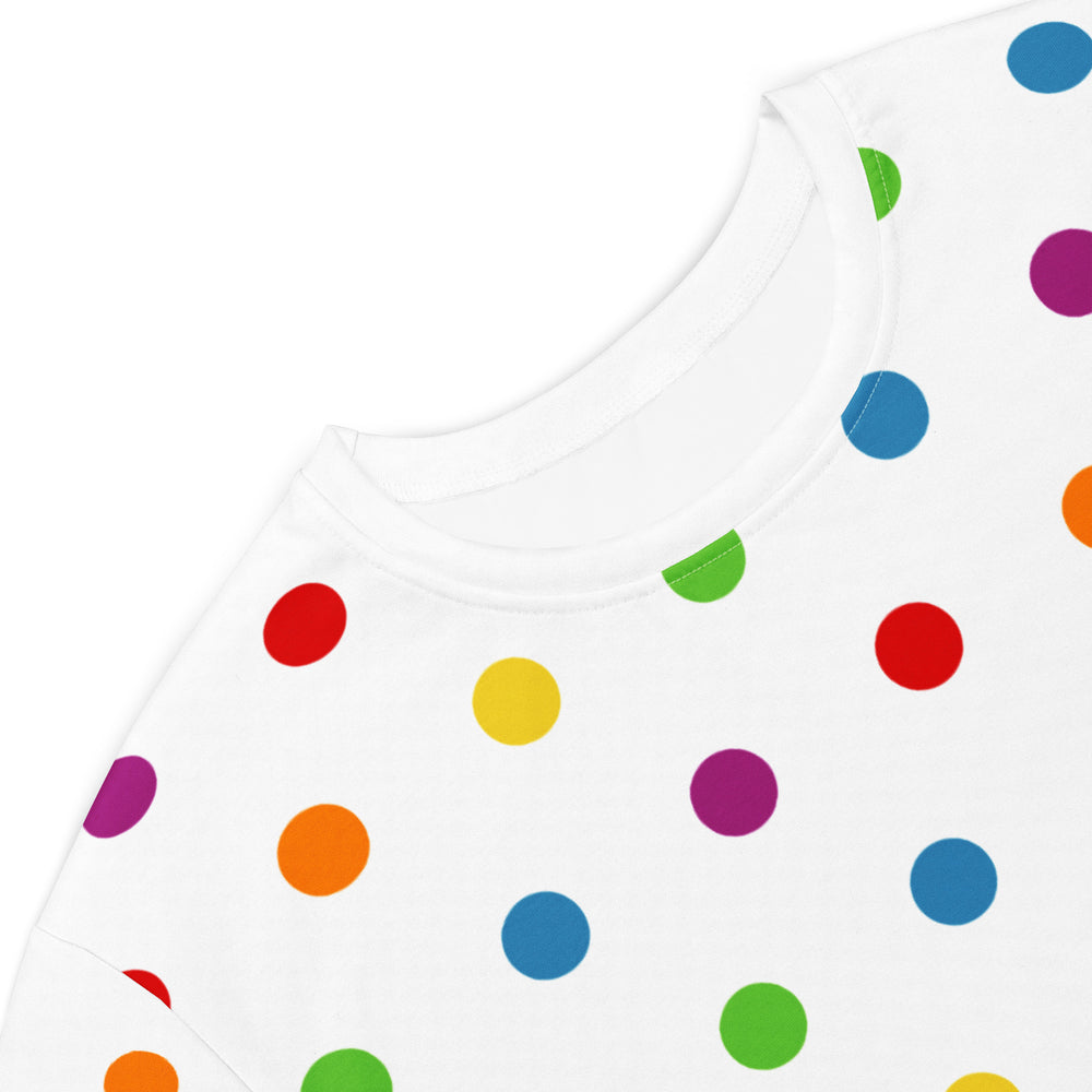 Rainbow Dotty White T-shirt Dress Dresses The Rainbow Stores