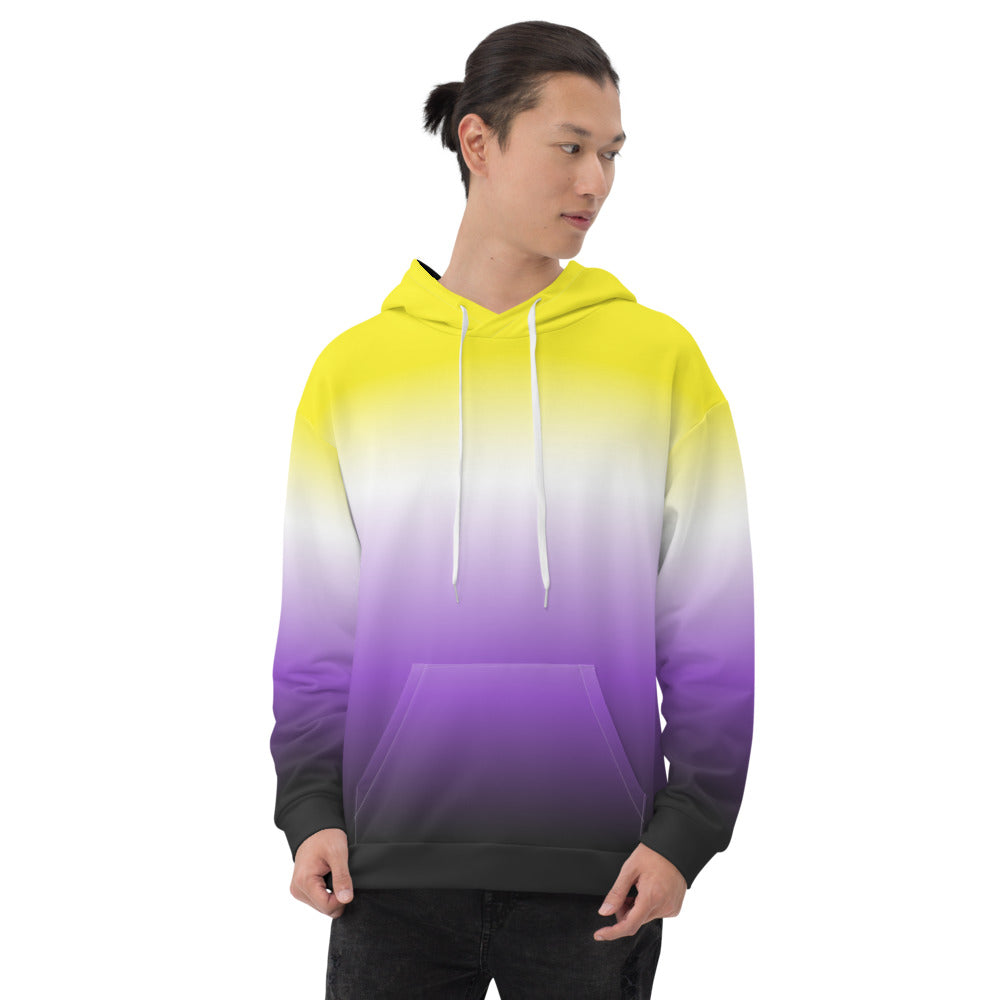 Non Binary Graduated Pride Flag Hoodie Hoodies AOP The Rainbow Stores