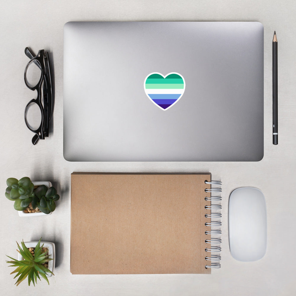 Gay Men's Pride Flag Heart Sticker Stickers The Rainbow Stores