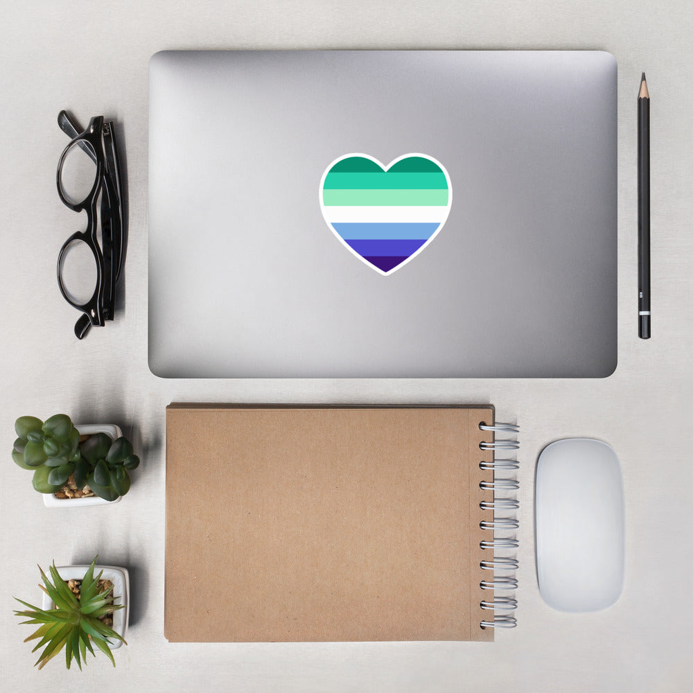 Gay Men's Pride Flag Heart Sticker Stickers The Rainbow Stores