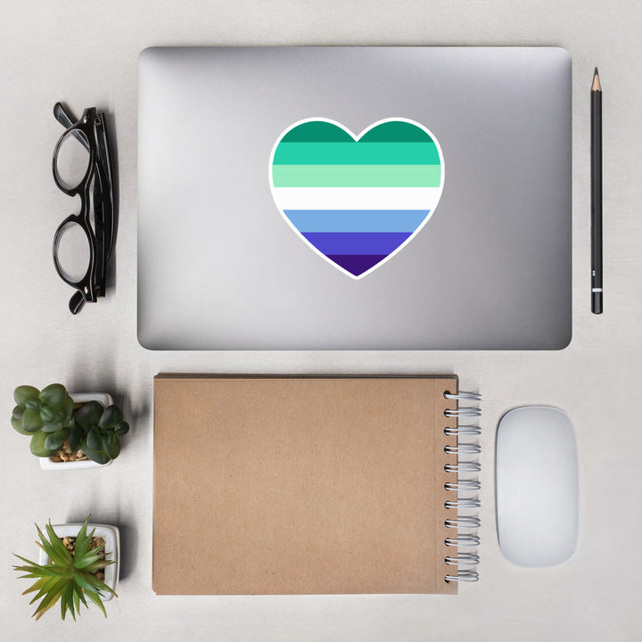 Gay Men's Pride Flag Heart Sticker Stickers The Rainbow Stores