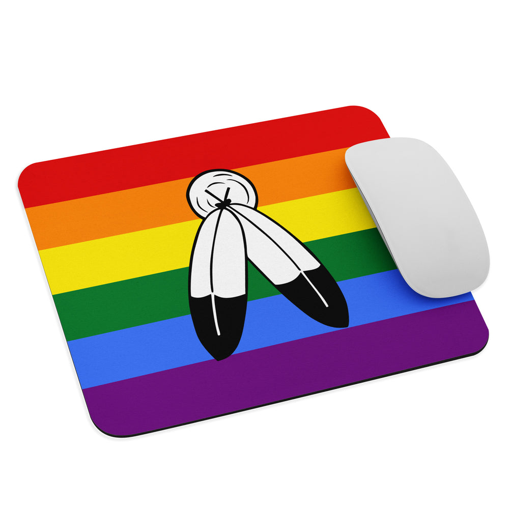 A rectangular mouse pad / mouse mat in the stripes of the Agender Pride Flag