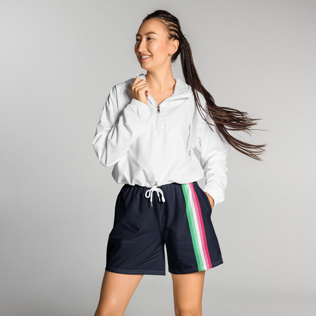 Abrosexual Pride Flag Stripe Blue Athletic Long Shorts Shorts Long The Rainbow Stores