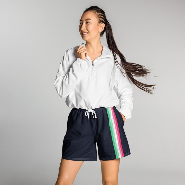 Abrosexual Pride Flag Stripe Blue Athletic Long Shorts Shorts Long The Rainbow Stores