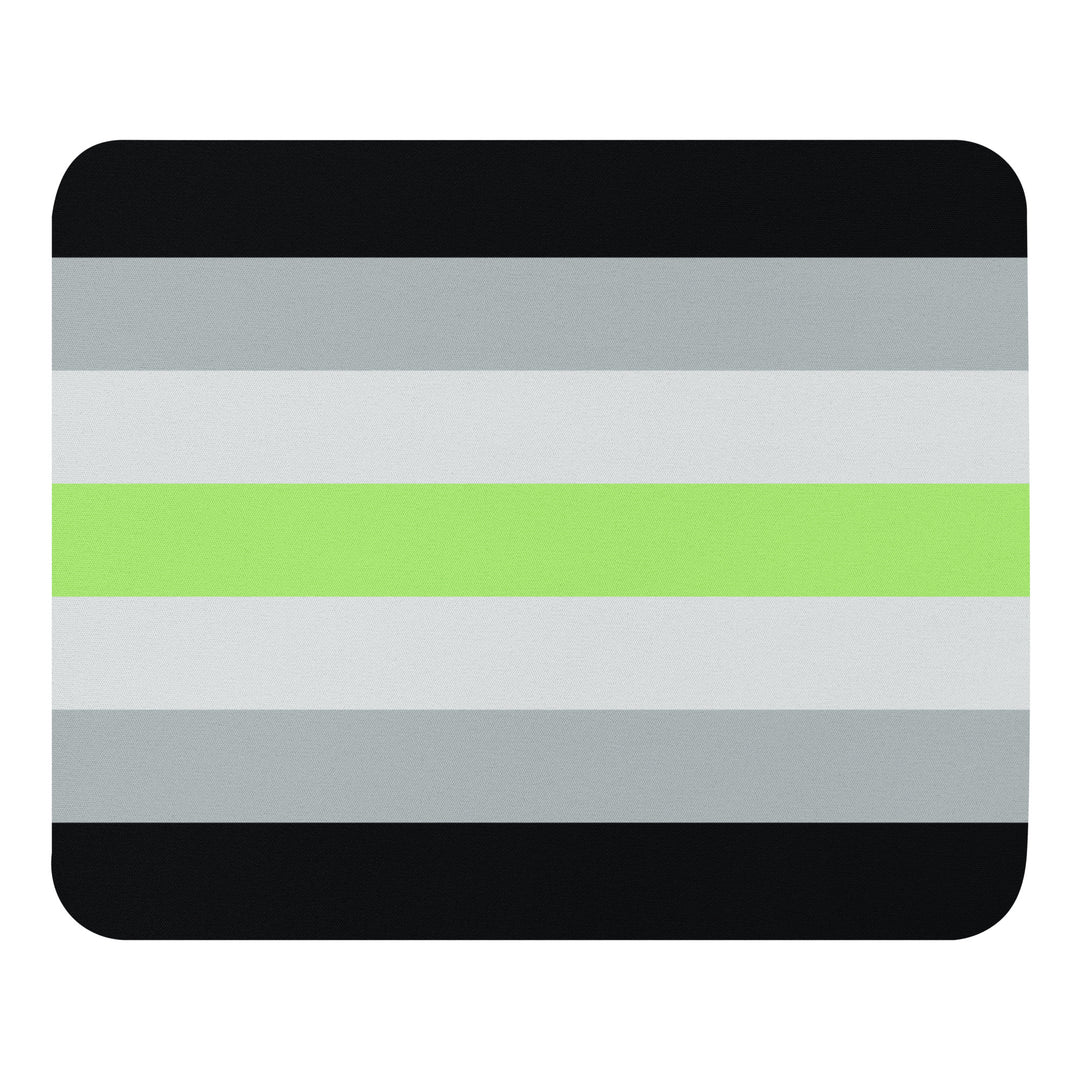 A rectangular mouse pad / mouse mat in the stripes of the Agender Pride Flag
