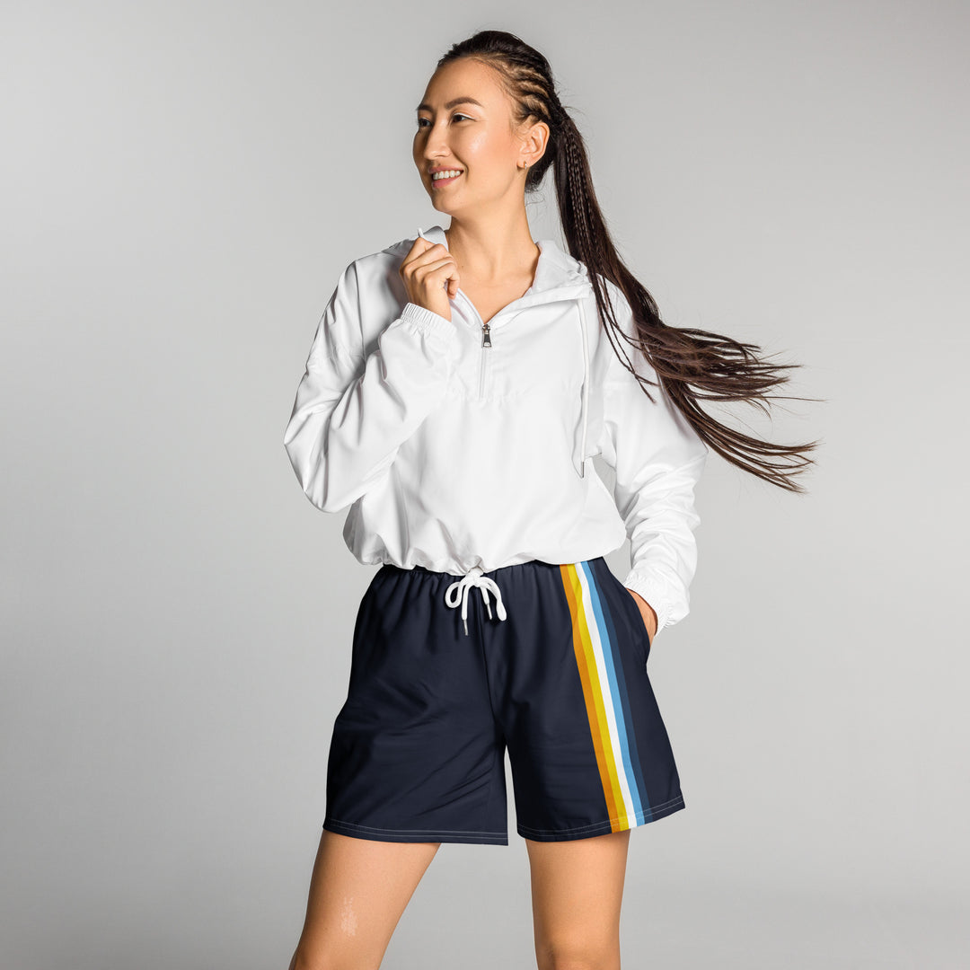 Aroace Pride Flag Stripe Blue Athletic Long Shorts Shorts Long The Rainbow Stores