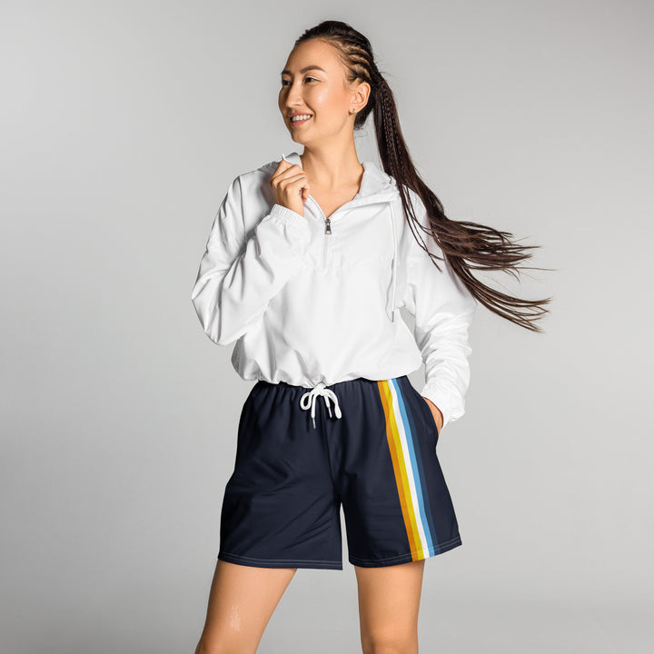 Aroace Pride Flag Stripe Blue Athletic Long Shorts Shorts Long The Rainbow Stores