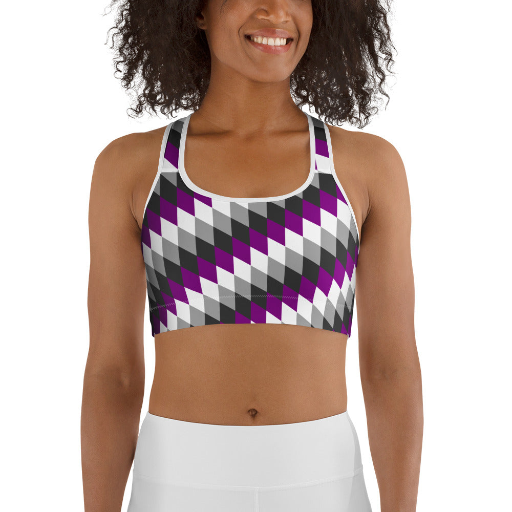 Asexual Pride Flag Diamonds Sports Bra Sports Bras The Rainbow Stores