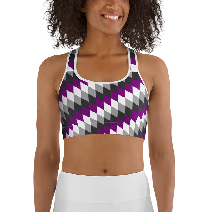 Asexual Pride Flag Diamonds Sports Bra Sports Bras The Rainbow Stores