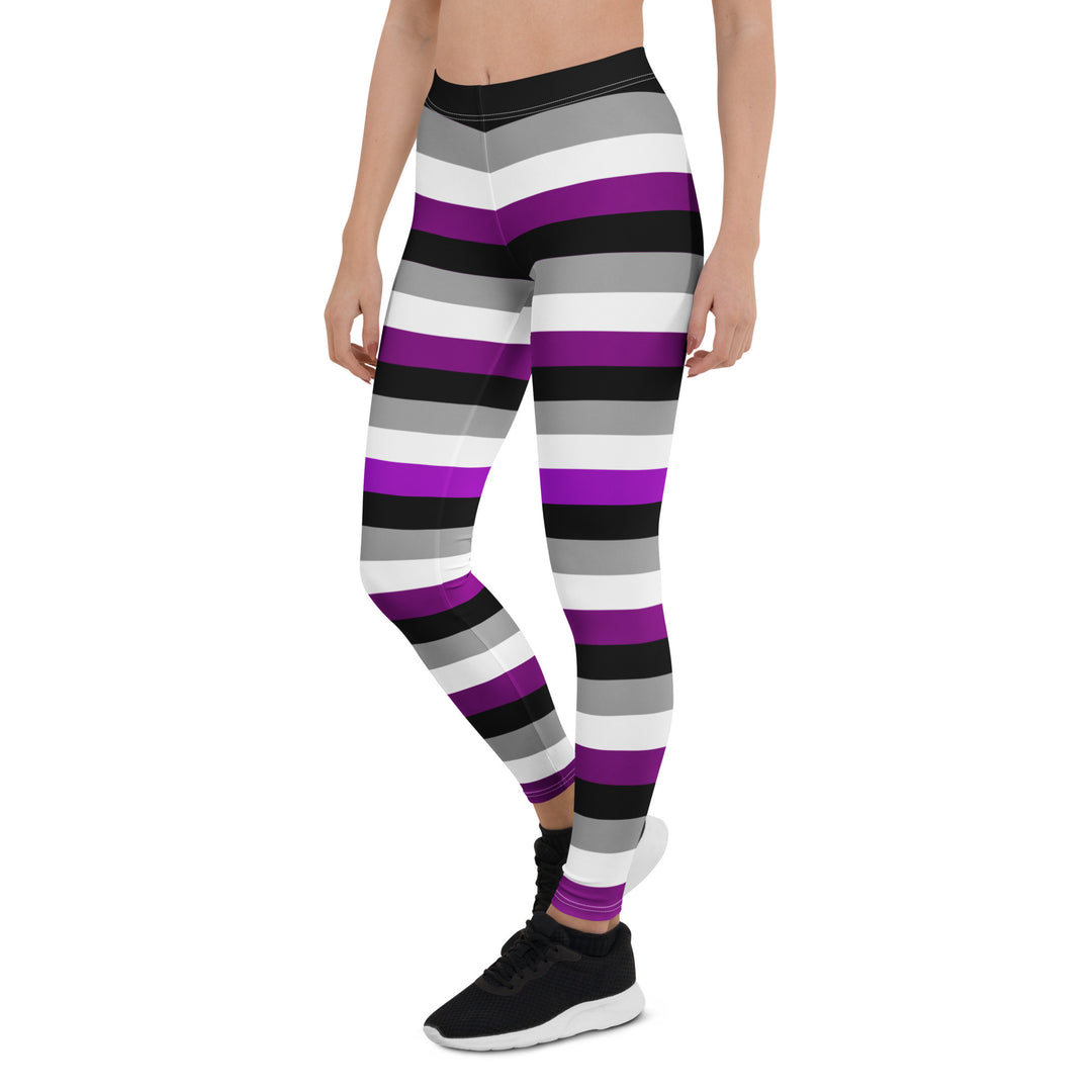 Asexual Pride Hooped Leggings Leggings The Rainbow Stores