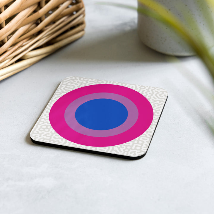 Bisexual Pride Flag Roundel on Abstract Pattern Coaster Coaster The Rainbow Stores