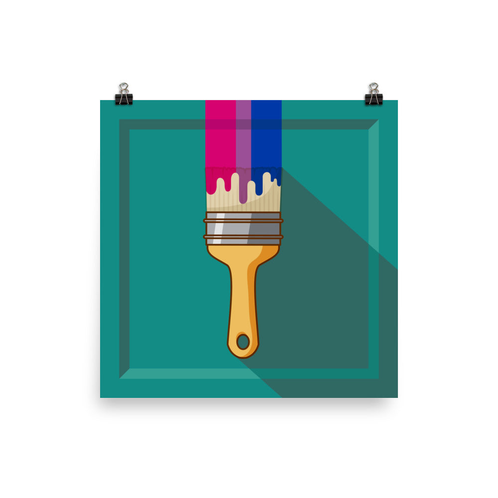 Bisexual Pride Paintbrush Art Print Art prints The Rainbow Stores