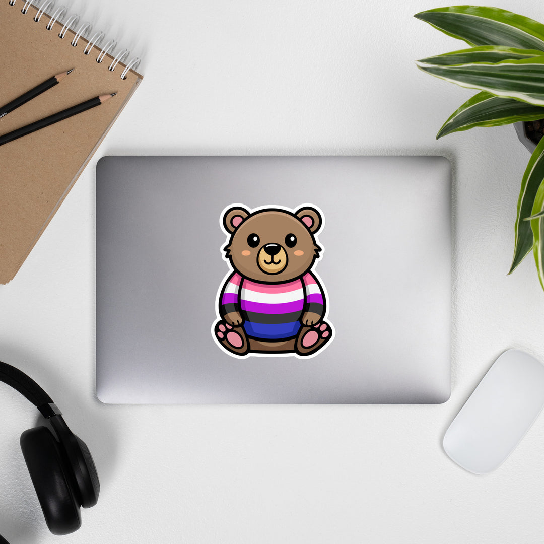Gender Fluid Pride Bear Sticker Stickers The Rainbow Stores