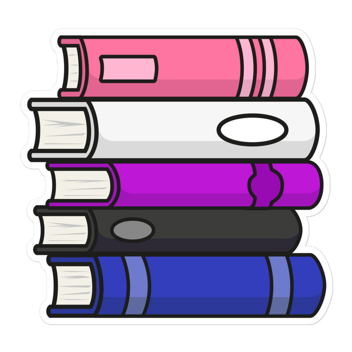 Gender Fluid Pride Flag Book Stack Sticker Stickers The Rainbow Stores