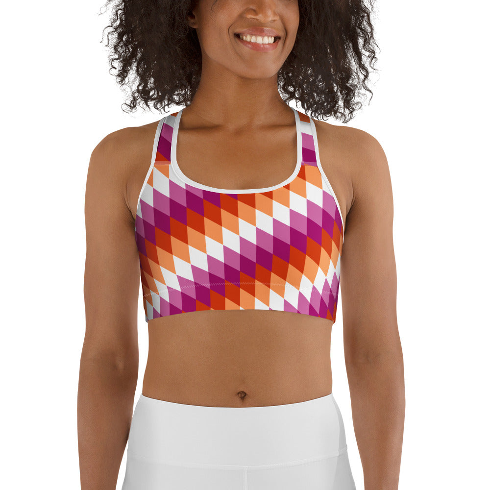 Lesbian Pride Flag Diamonds Sports Bra Sports Bras The Rainbow Stores