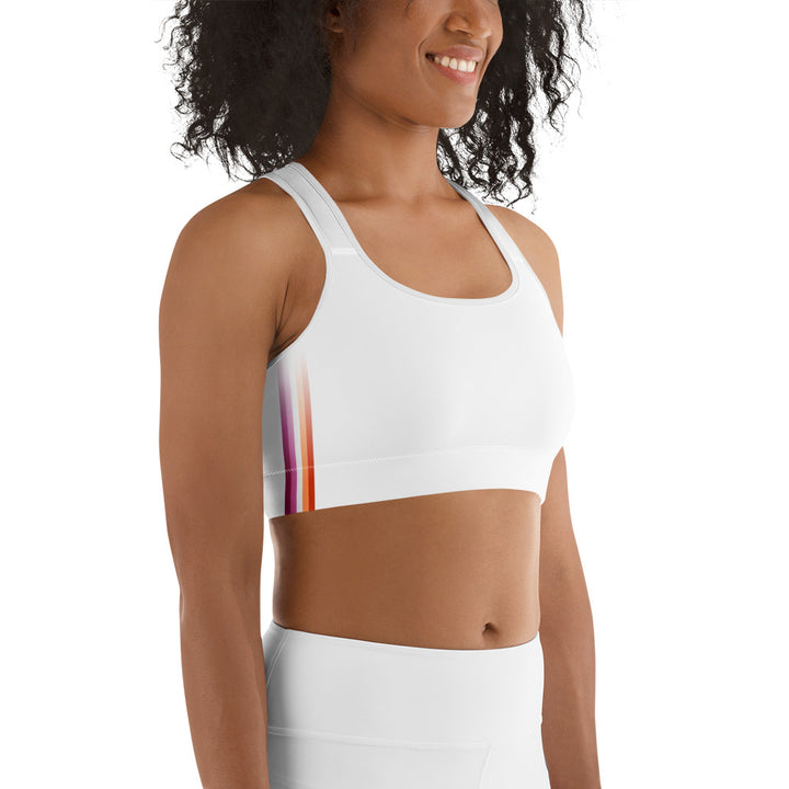 Lesbian Pride Flag Side Fade White Sports Bra Sports Bras The Rainbow Stores
