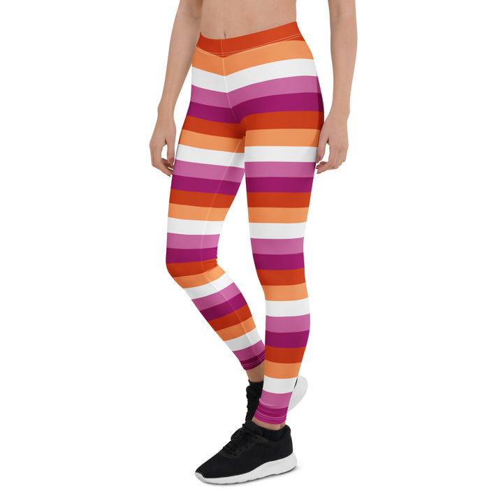 Lesbian Pride Hooped Leggings Leggings The Rainbow Stores
