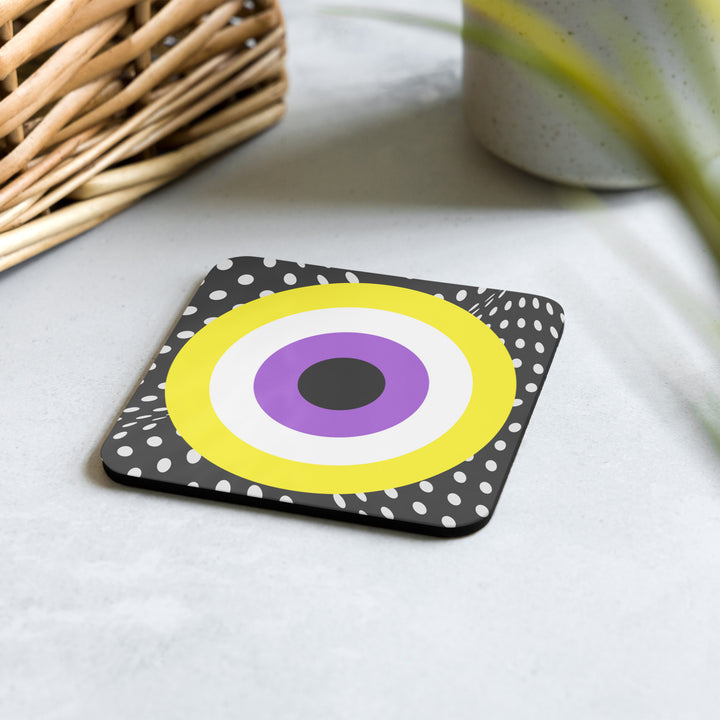 Non-Binary Pride Flag Roundel on Spots Coaster Coaster The Rainbow Stores