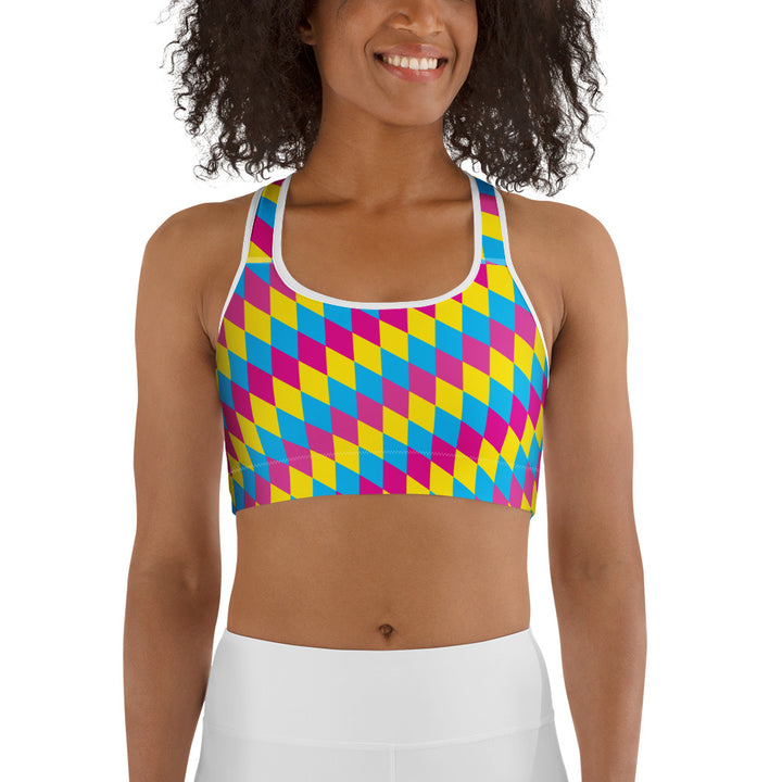 Pansexual Pride Flag Diamonds Sports Bra Sports Bras The Rainbow Stores