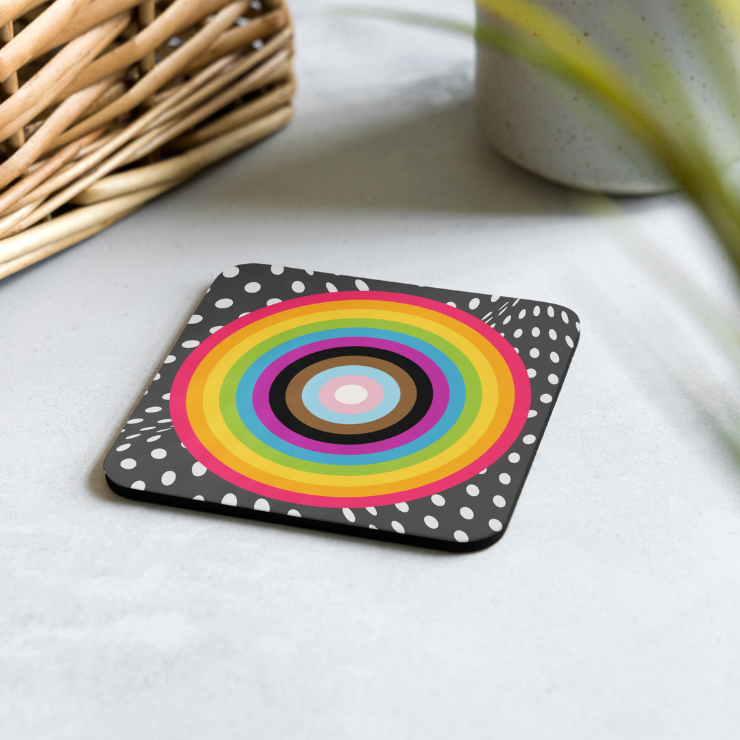 Reverse Progressive Pride Flag Colours Roundel on Spots Coaster Coaster The Rainbow Stores