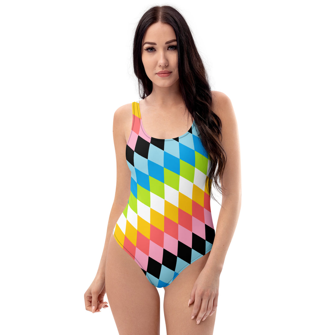 Queer Pride Flag Diamonds One-Piece Swimsuit Swimwear The Rainbow Stores