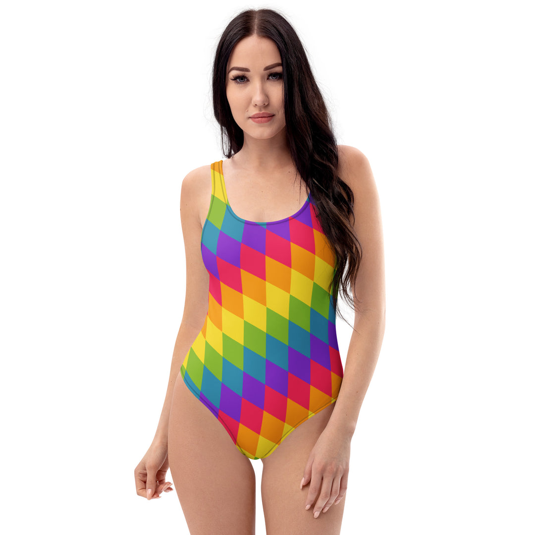 Rainbow Pride Flag Diamonds One-Piece Swimsuit Swimwear The Rainbow Stores