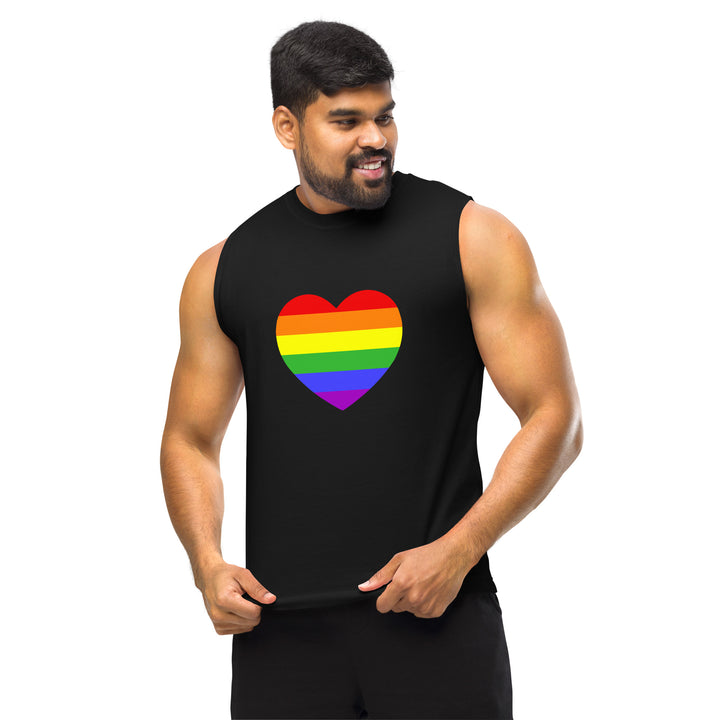 Rainbow Pride Flag Heart Muscle Shirt Vests and Tank Tops The Rainbow Stores