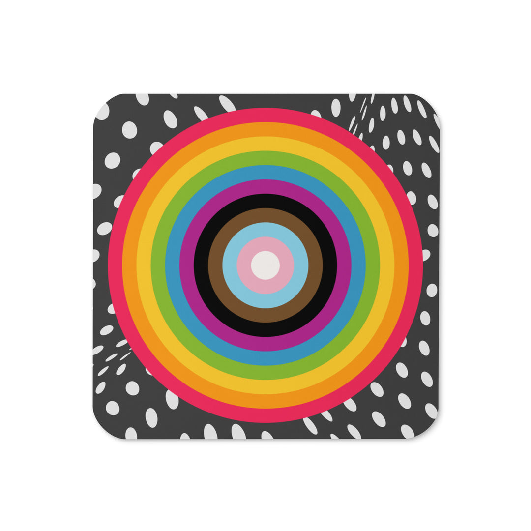 Reverse Progress Pride Flag Colours Roundel on Spots Coaster Coaster The Rainbow Stores