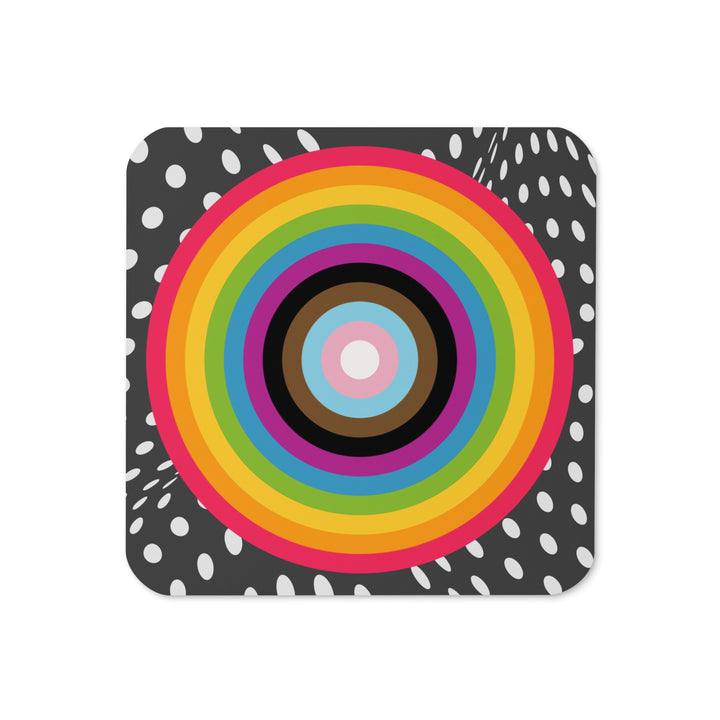 Reverse Progress Pride Flag Colours Roundel on Spots Coaster Coaster The Rainbow Stores
