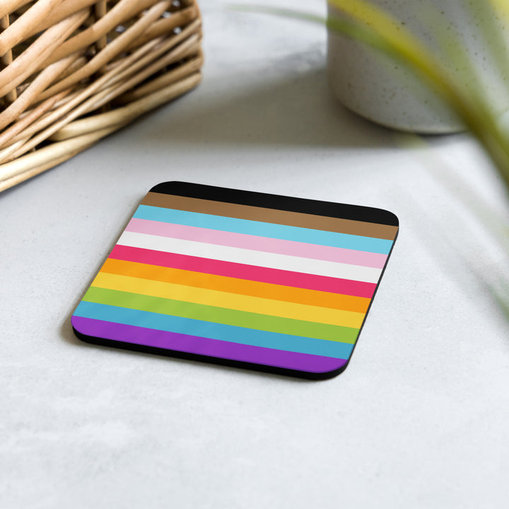 Progress Pride Flag Stripes Coaster Coaster The Rainbow Stores