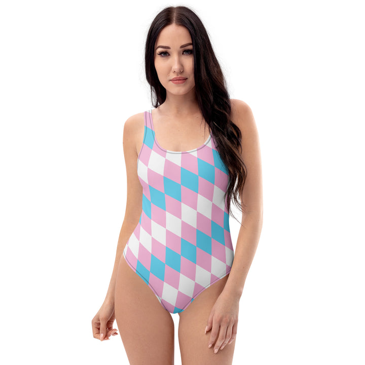 Trans Pride Flag Diamonds One-Piece Swimsuit Swimwear The Rainbow Stores