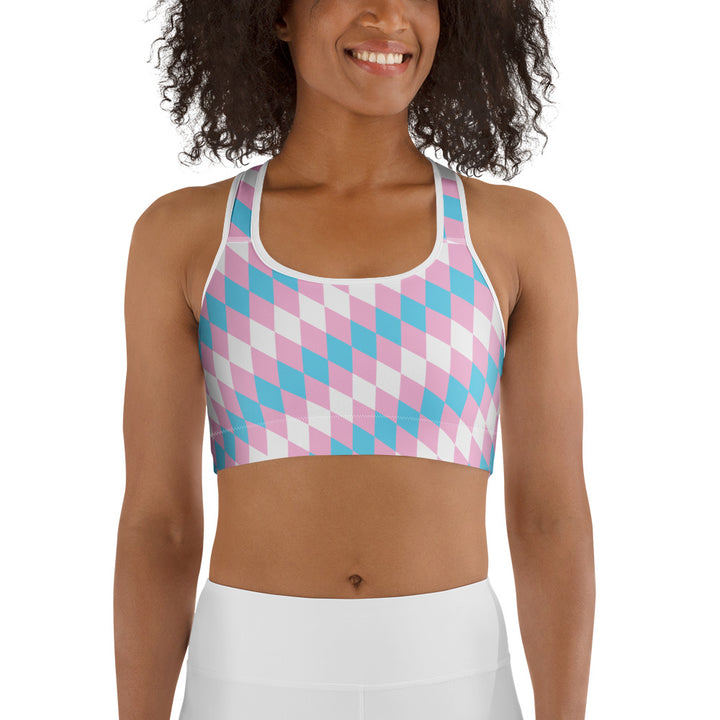 Trans Pride Flag Diamonds Sports Bra Sports Bras The Rainbow Stores
