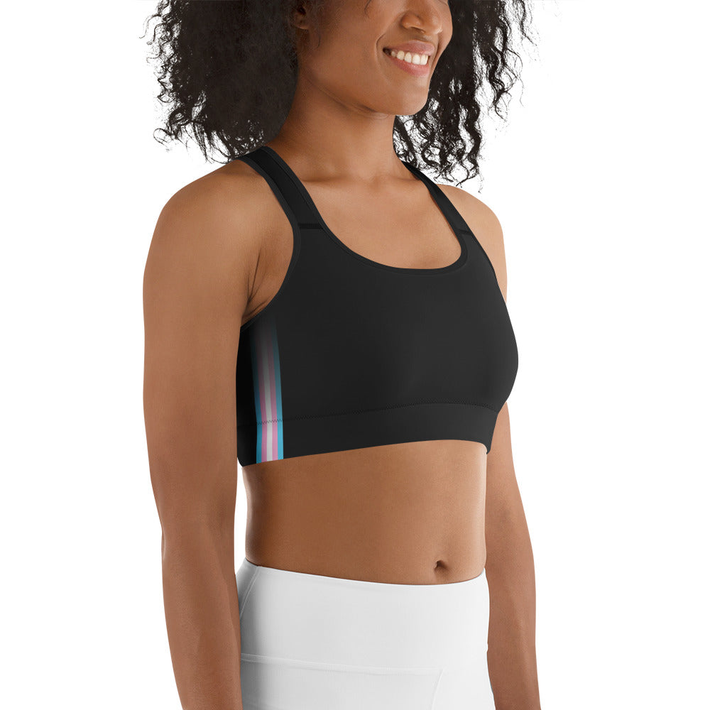 Trans Pride Flag Side Fade Sports Bra Sports Bras The Rainbow Stores